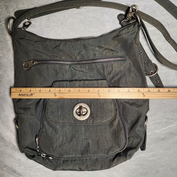 Baggallini Multi Sectional Multi Pocket Nylon Detachable Strap Bag Gray - Picture 4 of 11
